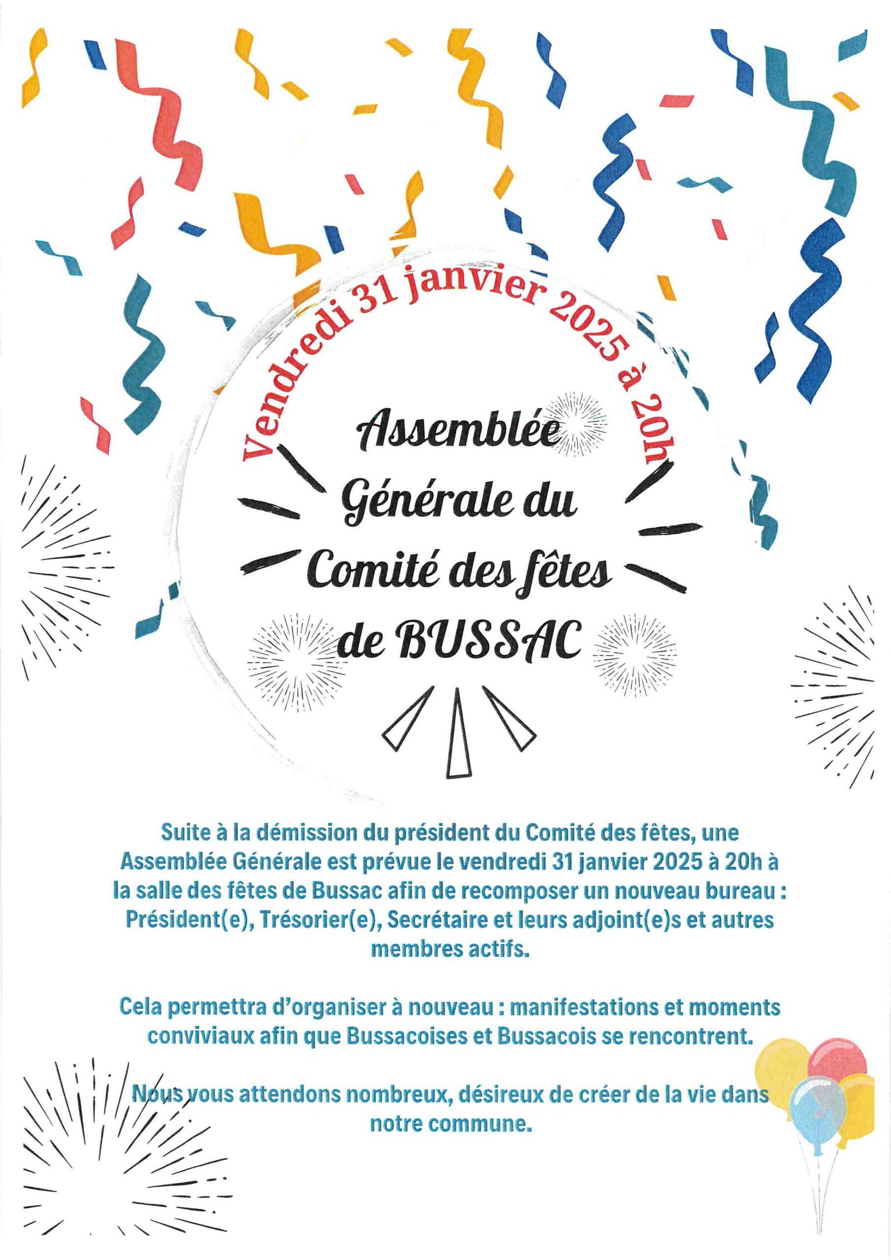 RAPPEL COMITE DES FÊTES DE BUSSAC